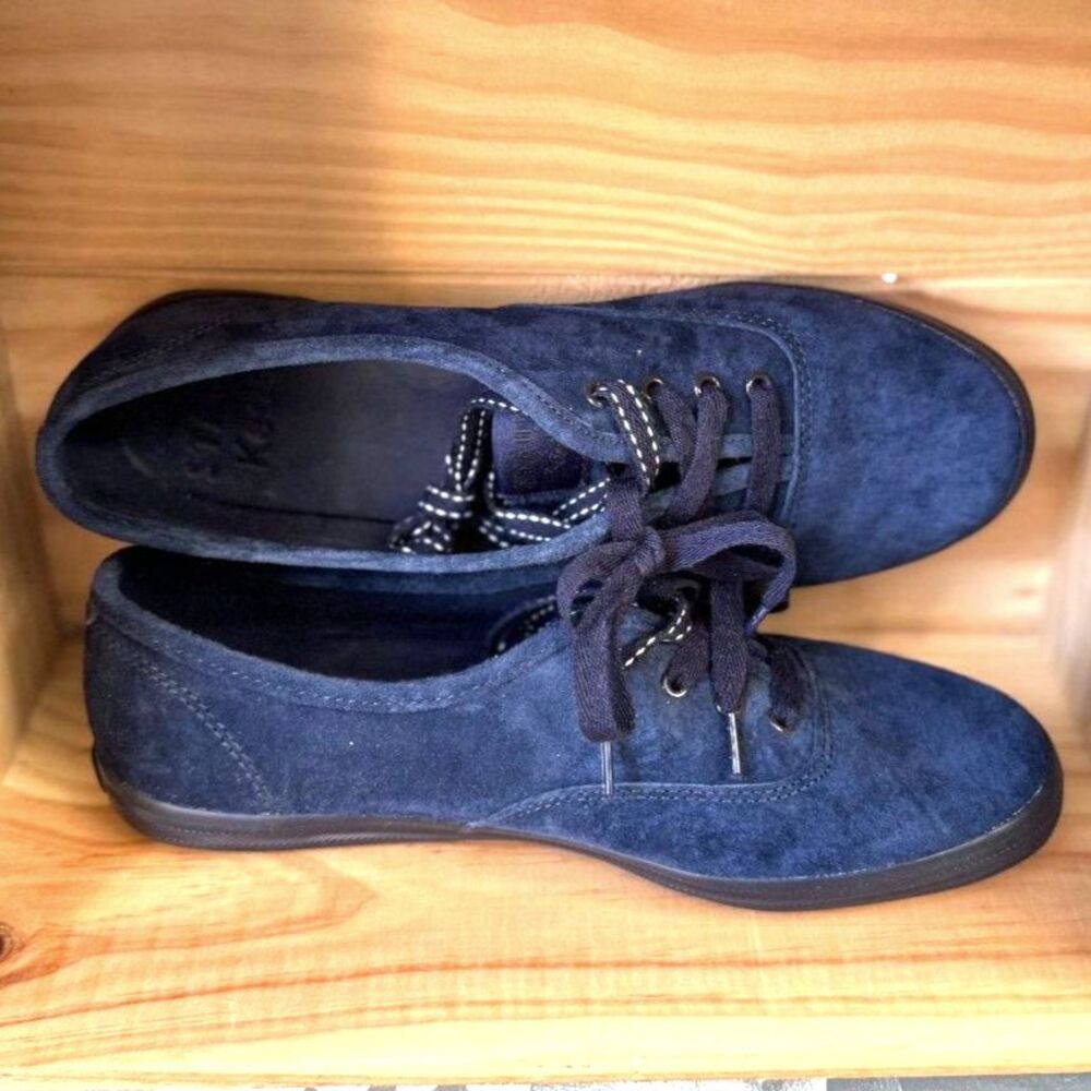 NWOT Keds x Staud Champion Royal Navy 100% Suede Leather Low Sneakers Size 7.5 - Picture 6 of 11